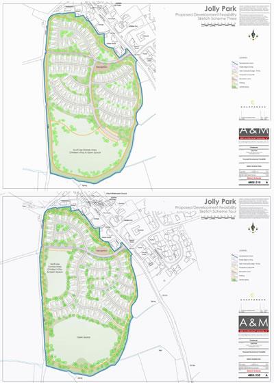 Two revised sketches from SRG Parks Ltd regarding the development at Jolly Park
